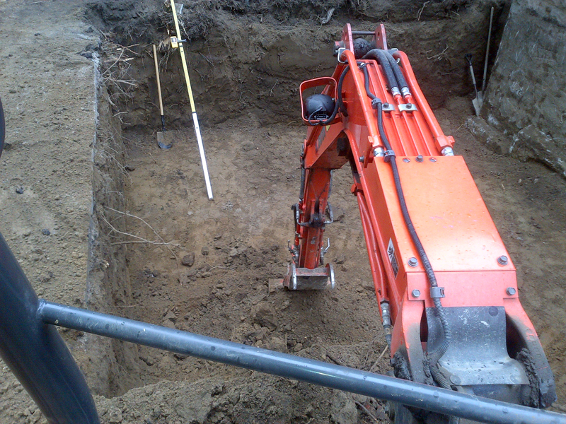 Excavation in progress on a Bruce's Excavating job site