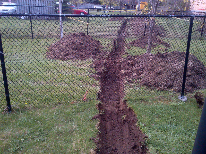 Trenching for hydro and water services